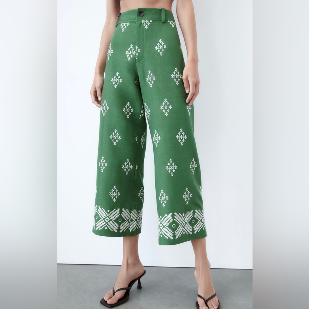 Used Embroidered linen blend pant